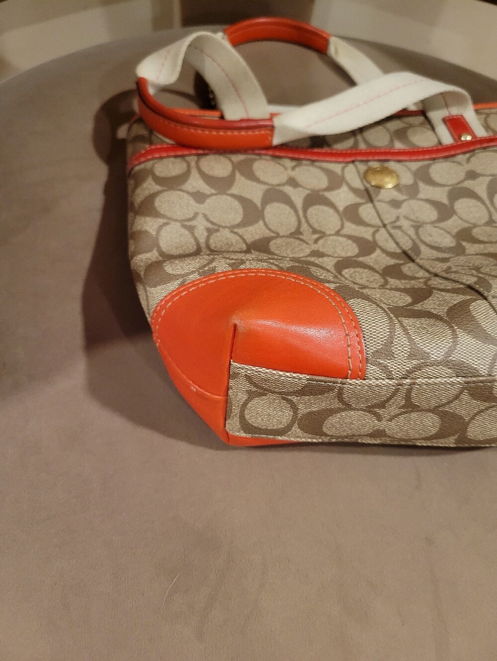 COACH Signature Tattersall Lining Canvas Tote with Red Accents - Picture 13 of 14